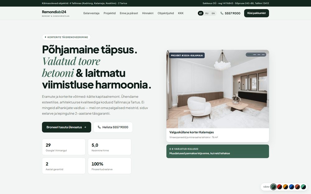 Betoon kontseptsiooni avaleht